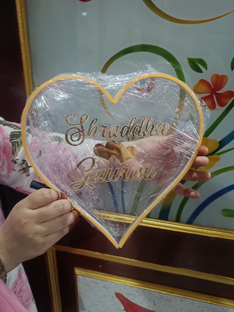 Acrylic Fancy Couple Name Plate 3D look