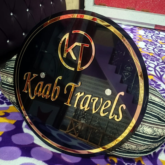 Acrylic 3D Logo Black Back With Golden 3D Latter