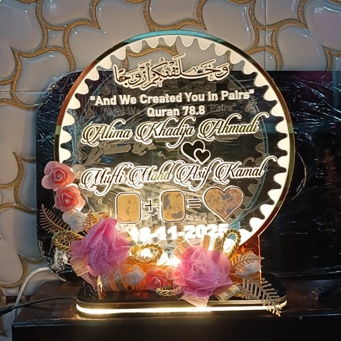 Acrylic 3D Name Plate  With LED Glow & Golden 3D Latter