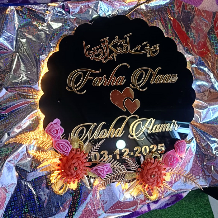 Acrylic 3D Name Plate With Golden 3D Latter