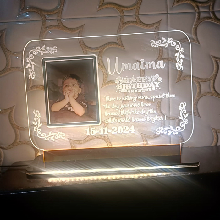 Acrylic Engraved Name Plate for Birthday Wish
